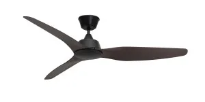 Mercator Guardian 56" Indoor/Outdoor DC Ceiling Fan IP55 Black and Dark Timber by Mercator, a Ceiling Fans for sale on Style Sourcebook