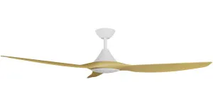 Calibo Smart CloudFan 60" (1520mm) ABS DC Ceiling Fan with 20W CCT LED Light and Remote White & Bamboo by Calibo, a Ceiling Fans for sale on Style Sourcebook