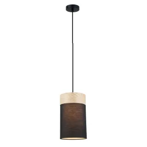 Black with Wood Trim CLA Tambura Pendant (E27) Small by Compact Lamps Australia, a Pendant Lighting for sale on Style Sourcebook