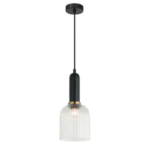 CLA Vintaj Ribbed Ellipse Glass Pendant (E27) Clear by Compact Lamps Australia, a Pendant Lighting for sale on Style Sourcebook