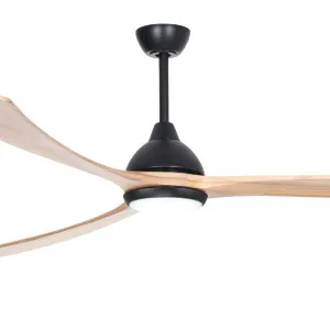 Fanco Sanctuary DC 86" Solid Timber Blade Indoor/Outdoor Ceiling Fan with 24w LED CCT Light and Remote Black & Natural by Fanco, a Ceiling Fans for sale on Style Sourcebook