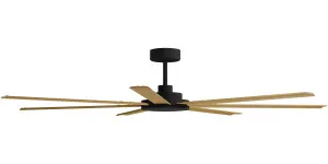 Calibo Alula 80" (2032mm) 7 Blade Indoor/Outdoor DC Ceiling Fan & Remote Black & Teak by Calibo, a Ceiling Fans for sale on Style Sourcebook