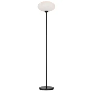 Nori Telbix Traditional Floor Lamp (E27) Black and Opal Glass by Telbix, a Floor Lamps for sale on Style Sourcebook