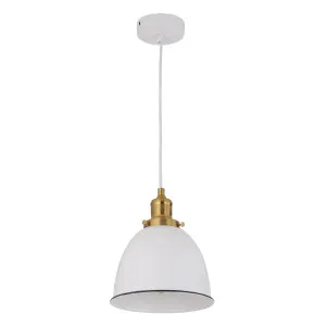 White & Antique Brass CLA Cerema Pendant Light (E27) Ellipse by Compact Lamps Australia, a Pendant Lighting for sale on Style Sourcebook