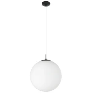 Eglo Rondo 1 Light Black & Opal Glass Pendant 400mm by Eglo, a Pendant Lighting for sale on Style Sourcebook