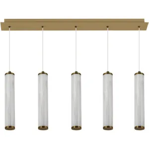 Calibo Charm 5 Light LED Bar Pendant Light Brass by Calibo, a Pendant Lighting for sale on Style Sourcebook