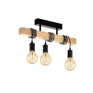 Eglo Townshend Bar Timber And Black Pendant Light 3 Light by Eglo, a LED Lighting for sale on Style Sourcebook