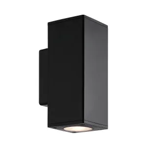 Mercator Piccolo 2 Matt Black Outdoor LED Wall Light Square 2x 6W Light Up / Down by Mercator, a Outdoor Lighting for sale on Style Sourcebook