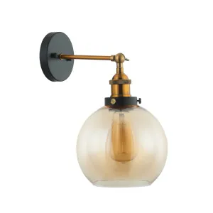 CLA Pesini Wine Glass Interior Wall Light with Antique Brass Highlight (E27) Amber by Compact Lamps Australia, a Wall Lighting for sale on Style Sourcebook