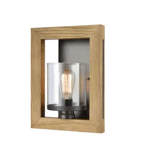 CLA Chestnut Wood Framed Wall Lamp (E27) 1 Light by Compact Lamps Australia, a Wall Lighting for sale on Style Sourcebook