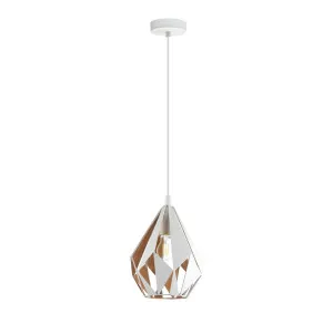 Eglo Carlton 1 Pendant Light (E27) Small White & Honey Gold by Eglo, a Pendant Lighting for sale on Style Sourcebook