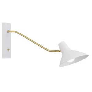 Farbon Telbix Classic Long Flexi-Arm Wall Lamp (E27) White & Gold by Telbix, a Wall Lighting for sale on Style Sourcebook