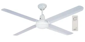 Typhoon Mach 3 White Metal Ceiling Fan + E27 Eclipse Light + Remote 56" - 1420mm by Hunter Pacific, a Ceiling Fans for sale on Style Sourcebook