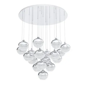 Eglo Mioglia Chrome and Clear Dimmable LED Pendant Light 18 Light by Eglo, a LED Lighting for sale on Style Sourcebook