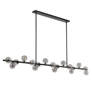 Telbix Moran Large 18 Light Linear Pendant Black & Smoke by Telbix, a Pendant Lighting for sale on Style Sourcebook