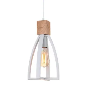 CLA Iron And Wood Convex Pendant With E27 Light White Faro by Compact Lamps Australia, a Pendant Lighting for sale on Style Sourcebook