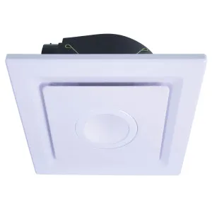 White Emeline-II Square Exhaust Fan With 10W LED Light   Flex And Plug Large by Mercator, a Exhaust Fans for sale on Style Sourcebook