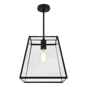 Manchester Matte Black Clear Glass Pendant Light 1 Light Large by Mercator, a Pendant Lighting for sale on Style Sourcebook