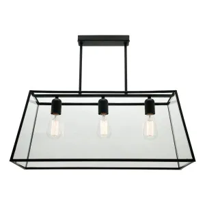 Manchester Matte Black Clear Glass Pendant Light 3 Light by Mercator, a Pendant Lighting for sale on Style Sourcebook