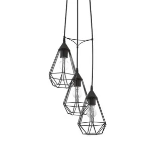 Eglo Tarbes Black Cage Pendant Light 3 Light Cluster by Eglo, a Pendant Lighting for sale on Style Sourcebook