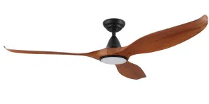 Eglo Noosa 52" 3 Blade DC Indoor/Outdoor Ceiling Fan With 18W CCT Dimmable LED Light Teak and Black by Eglo, a Ceiling Fans for sale on Style Sourcebook