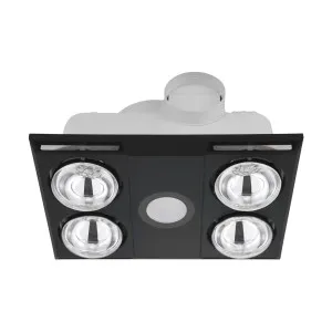 Eglo Heatflow 4 Bathroom 3-In-1 Exhaust Fan, Heater & Light Black by Eglo, a Exhaust Fans for sale on Style Sourcebook