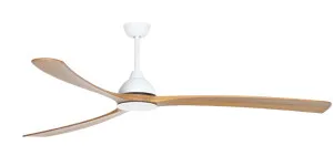 Fanco Sanctuary DC 92" Solid Timber Blade Indoor/Outdoor Ceiling Fan With Remote White/Teak by Fanco, a Ceiling Fans for sale on Style Sourcebook