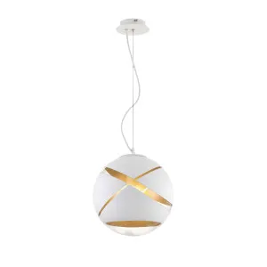 Telbix White and Gold Matrix Round Pendant Light Medium by Telbix, a Pendant Lighting for sale on Style Sourcebook