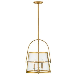 Hinkley Tournon 3 Light Glass Pendant (E12) Heritage Brass by Hinkley, a Pendant Lighting for sale on Style Sourcebook