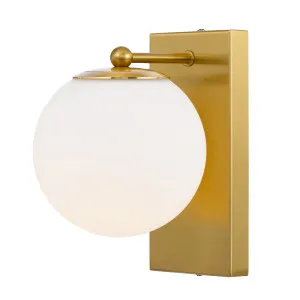 Telbix Marsten Opal Glass Wall Light (E27) Antique Gold by Telbix, a Wall Lighting for sale on Style Sourcebook