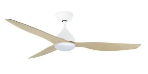 Martec Smart Avoca 48" DC 3 Bladed Ceiling Fan With 20W CCT LED Dimmable Light & Remote Matt White & Oak by Martec, a Ceiling Fans for sale on Style Sourcebook