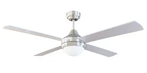 Brilliant Tempo Plus 48" Timber Blade AC Ceiling Fan with 2x E27 Light Brushed Chrome by Brilliant, a Ceiling Fans for sale on Style Sourcebook