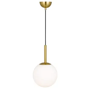 Antique Gold Telbix Bally Opal Matt Glass Ball Pendant Light 200mm by Telbix, a Pendant Lighting for sale on Style Sourcebook