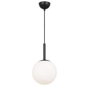 Black Telbix Bally Opal Matt Glass Ball Pendant Light 200mm by Telbix, a Pendant Lighting for sale on Style Sourcebook