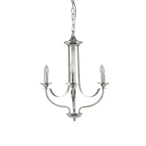 Chrome Fiorentino Hoodshire Chandelier (E14) 3 Light by Fiorentino, a Chandeliers for sale on Style Sourcebook