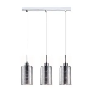 CLA Oblong Iron & Chrome Line Pendant Lights (E27) 3 Light Bar by Compact Lamps Australia, a Pendant Lighting for sale on Style Sourcebook