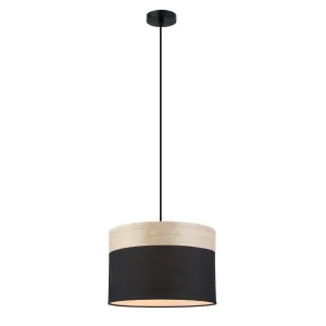 Black with Wood Trim CLA Tambura Pendant (E27) Medium by Compact Lamps Australia, a Pendant Lighting for sale on Style Sourcebook