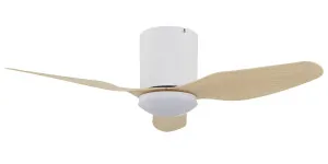 Fanco Smart Studio 2.0 48" (1220mm) Low Profile ABS Blade DC Ceiling Fan With 18W Dimmable CCT LED Light & Remote White & Beechwood by Fanco, a Ceiling Fans for sale on Style Sourcebook