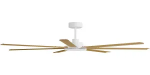 Calibo Alula 80" (2032mm) 7 Blade Indoor/Outdoor DC Ceiling Fan & Remote White & Teak by Calibo, a Ceiling Fans for sale on Style Sourcebook