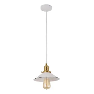 White & Antique Brass CLA Cerema Pendant Light (E27) Small Coolie by Compact Lamps Australia, a Pendant Lighting for sale on Style Sourcebook