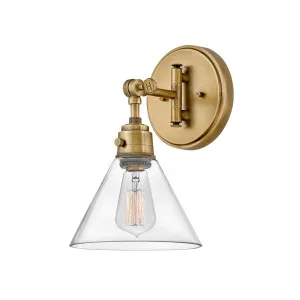 Hinkley Arti Medium Swing Arm Wall Sconce Heritage Brass & Clear Glass by Hinkley, a Wall Lighting for sale on Style Sourcebook