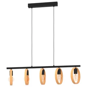 Eglo Ipsden 5 Light Bar Pendant Light Black and Brown by Eglo, a Pendant Lighting for sale on Style Sourcebook