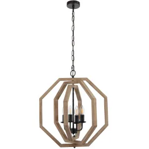 Telbix Indio 4 Light Pendant Light Black & Timber by Telbix, a Pendant Lighting for sale on Style Sourcebook