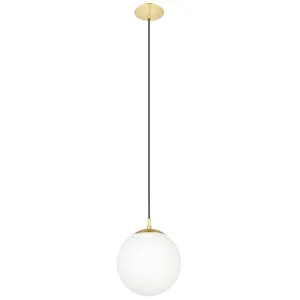 Eglo Rondo 1 Light Matt Brass & Opal Glass Pendant 250mm by Eglo, a Pendant Lighting for sale on Style Sourcebook