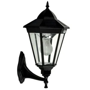 Solar Traditional Wall Light with Motion Sensor Black Straight by Solar Lighting Direct, a Outdoor Lighting for sale on Style Sourcebook