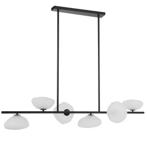 Telbix Zecca 6 Light Bar Pendant Light Black & Opal Glass by Telbix, a Pendant Lighting for sale on Style Sourcebook