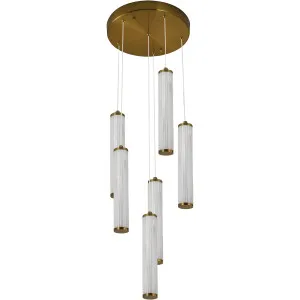 Calibo Charm Modern Fluted 6 Light Cluster Pendant Brass by Calibo, a Pendant Lighting for sale on Style Sourcebook