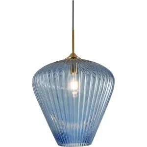 Calibo Ribbon Fluted Glass 360mm Pendant Light Blue by Calibo, a Pendant Lighting for sale on Style Sourcebook