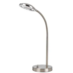 Tyler 6W LED Adjustable Metal Table Lamp Nickel by Telbix, a Table & Bedside Lamps for sale on Style Sourcebook