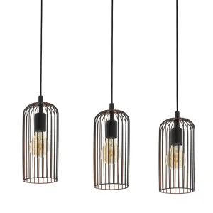 Eglo Roccamena E27 Black And Copper Pendant Light 3 Light Bar by Eglo, a Pendant Lighting for sale on Style Sourcebook